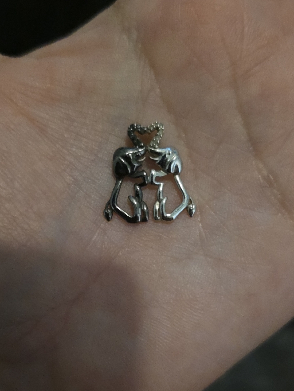 Silver Elephant Heart Charm Pendant